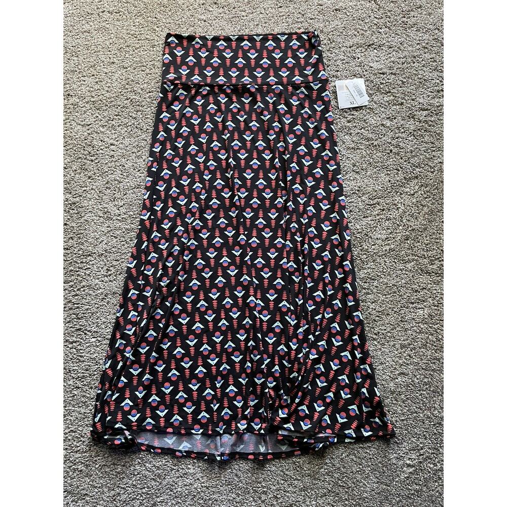 NEW LuLaRoe MAXI Long SKIRT WOMENS sz XL Black‎ Pink Blue Stretchy! Soft! Comfy!